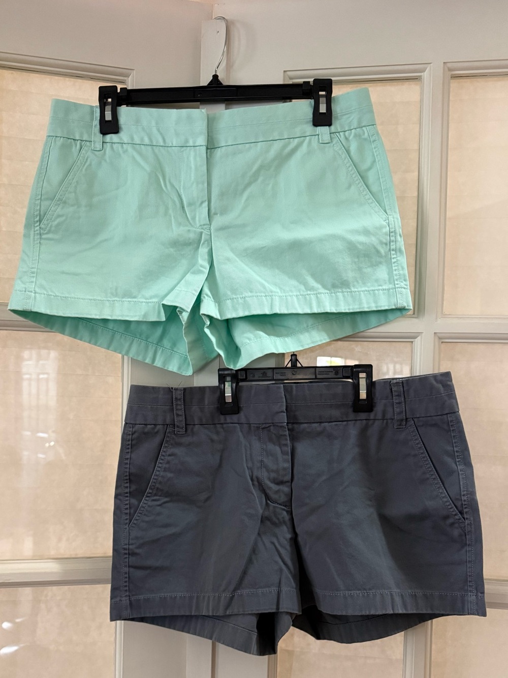 J. Crew Mint and Charcoal Women's Cotton Chino Shorts Duo